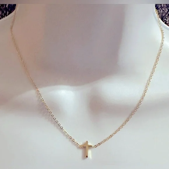 Anthropologie Dainty Cross Minimalist Chain Necklace - Picture 2 of 3